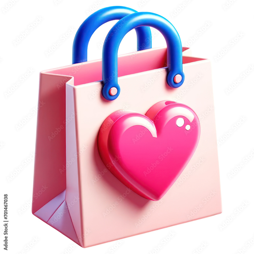 Shop with Heart Pink Shopping Bag with Love Emblem Shop with Heart Pink Shopping Bag with Love Emblem