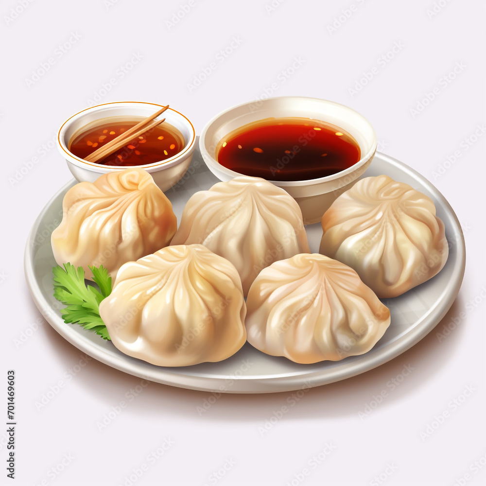 plate of tasty dumplings or momos isolated on transparent background created with Generative Ai plate of tasty dumplings or momos isolated on transparent background created with Generative Ai