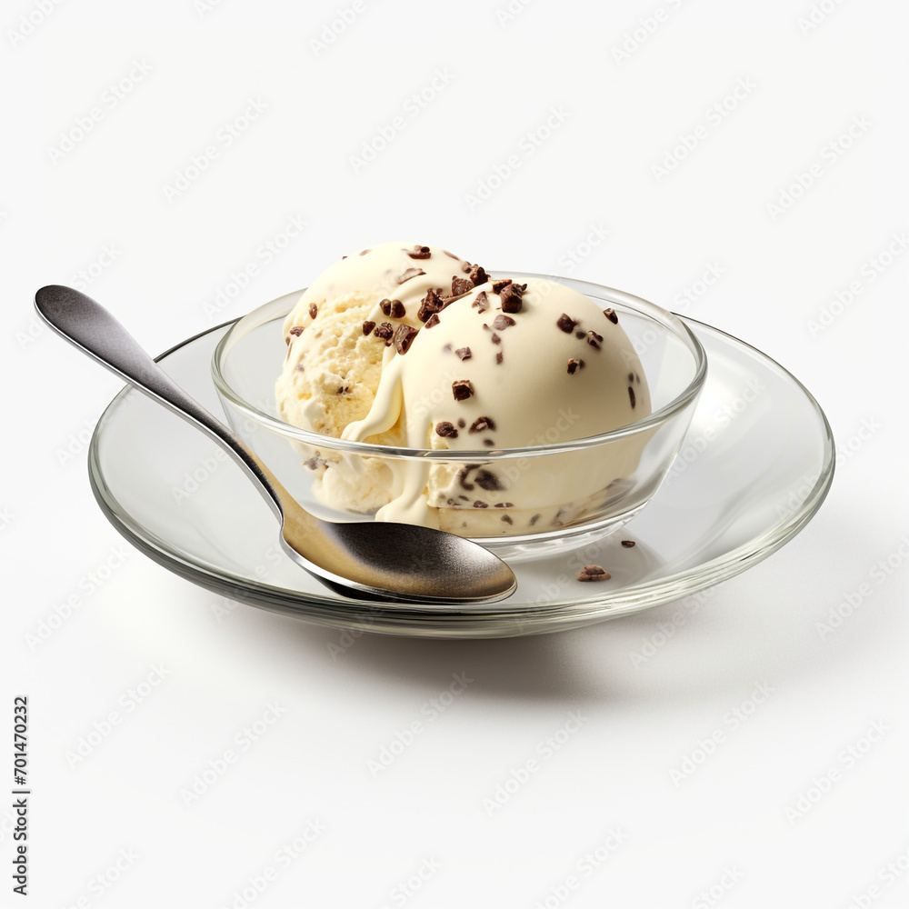 yummy vanilla ice cream scoop on plate with transparent background created with Generative Ai yummy vanilla ice cream scoop on plate with transparent background created with Generative Ai