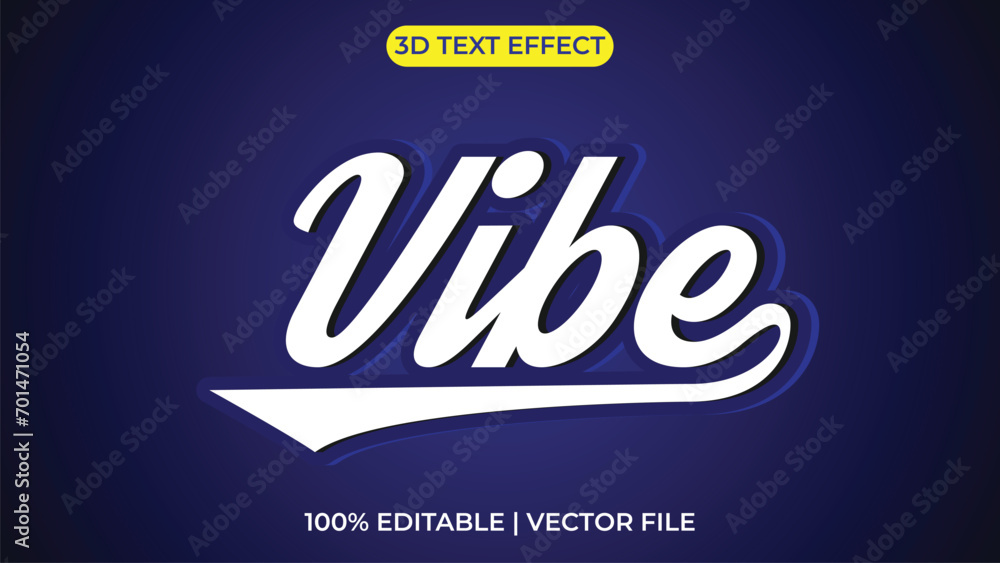 Editable vibe blue text effect 3d template style premium vector ...