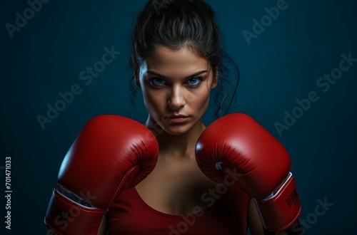 Young woman wearing boxing gloves