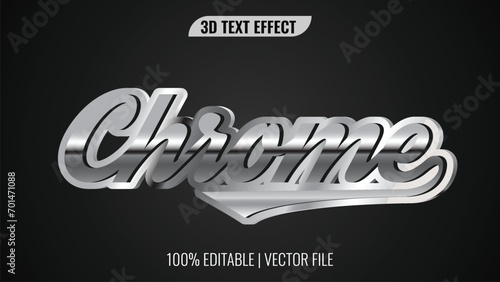 Silver chrome metallic 3d Text Effects. Editable vector eps text effect style.