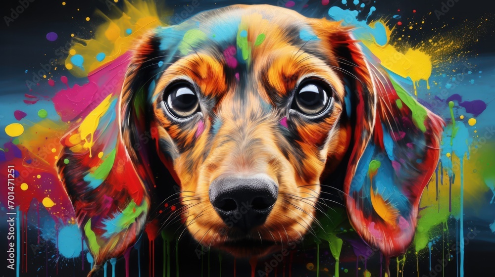 A dachshund puppy with vibrant colors generative ai