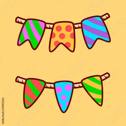 Vector cute Party Garlands illustration cartoon doodle flat colorful line art vector design isolated object icon