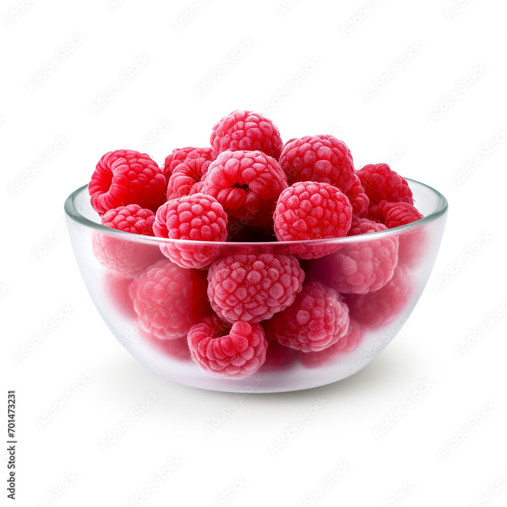 fresh frozen raspberries in a bowl with transparent background created with Generative Ai fresh frozen raspberries in a bowl with transparent background created with Generative Ai