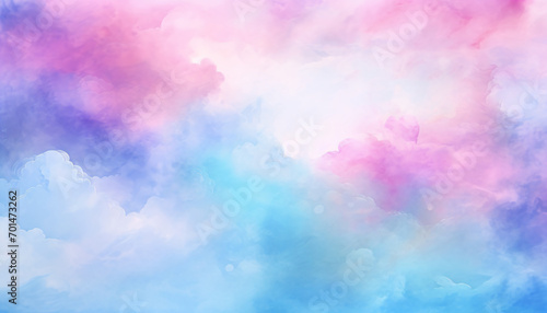Dreamy Watercolor blend of pink, blue, and white hues, resembling soft clouds in a serene sky.