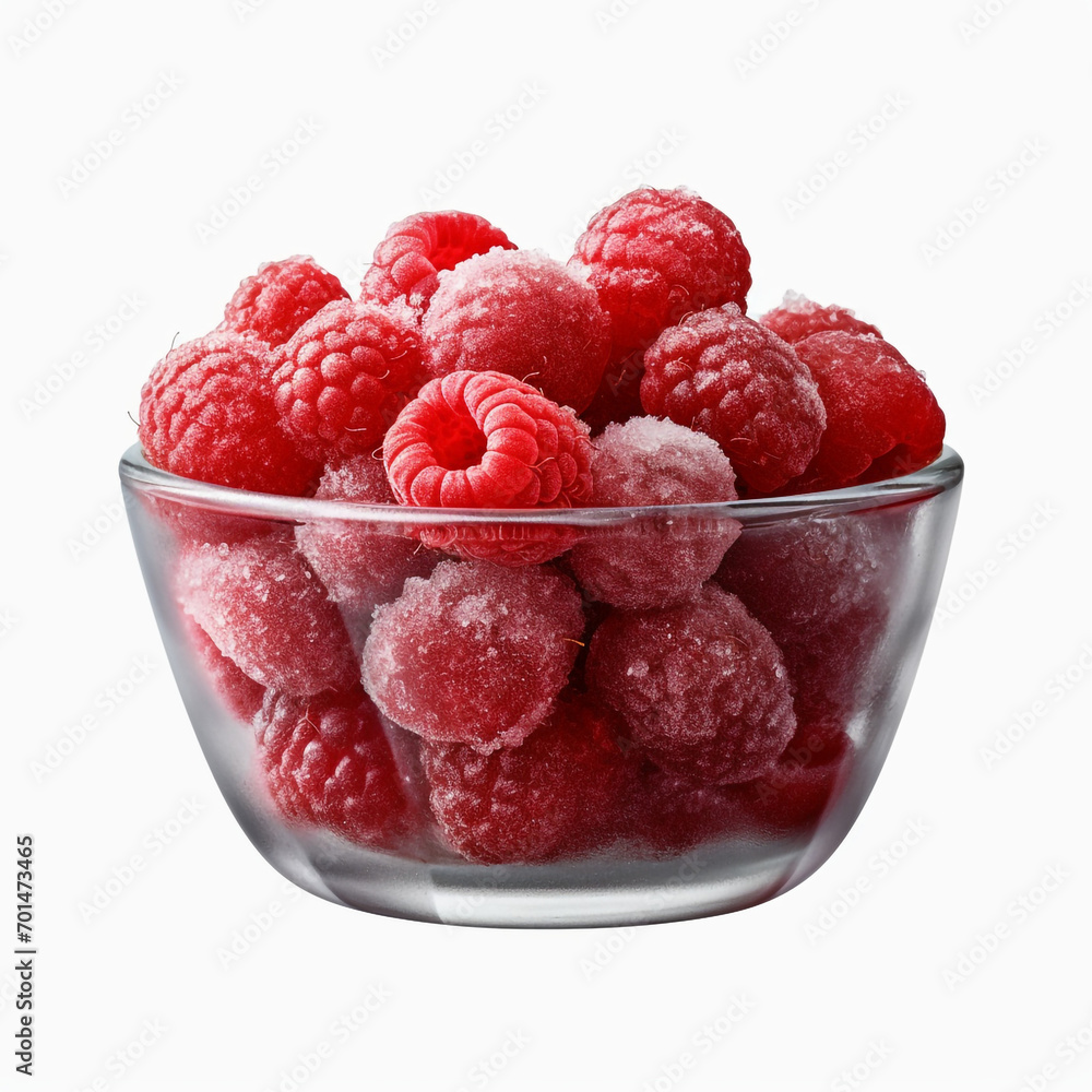 fresh frozen raspberries in a bowl with transparent background created with Generative Ai fresh frozen raspberries in a bowl with transparent background created with Generative Ai