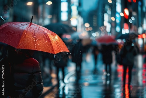 Wallpaper Mural Rainy Urban Hustle: A Busy City Street Sees an Anonymous Crowd of People Walking on a Rainy Day, Umbrellas and Blurred Motion Signifying Urban Commotion.

 Torontodigital.ca
