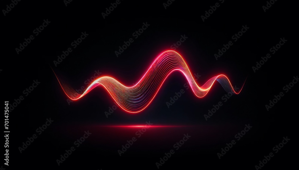 Intense Neon Red Sound Wave - Dynamic Audio Power Black Background Intense Neon Red Sound Wave - Dynamic Audio Power Black Background