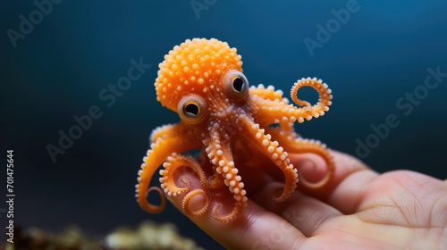 A tiny octopus with bright tentacles, showcasing its adorable appearance generative ai © Francheska