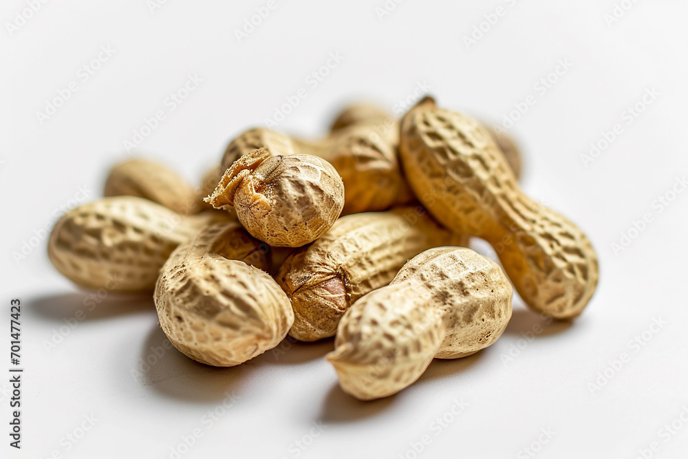 Variety of Peanut Compositions: Close-Up on White Background Variety of Peanut Compositions: Close-Up on White Background