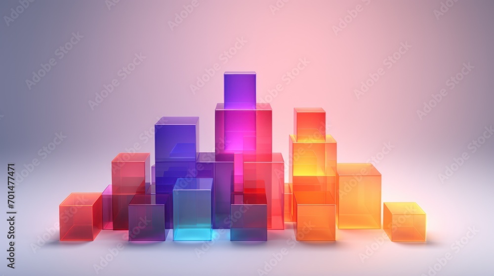 a group of cubes sitting on top of each other in front of a pink and blue background with a white background. a group of cubes sitting on top of each other in front of a pink and blue background with a white background.