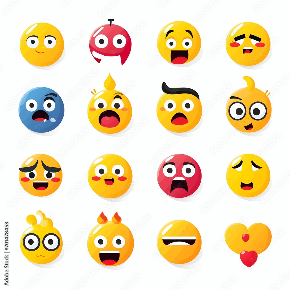Mixed Emoji Set Vector on a white background