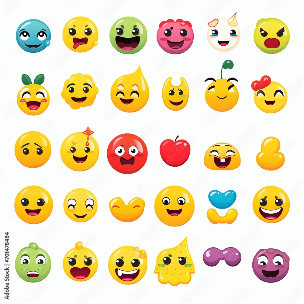 Mixed Emoji Set Vector on a white background