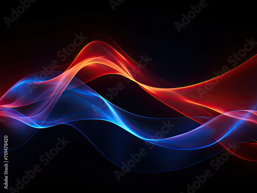 Blue and Red Light Waves Colliding on a Black Background