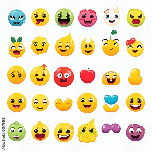 Mixed Emoji Set Vector on a white background © mh