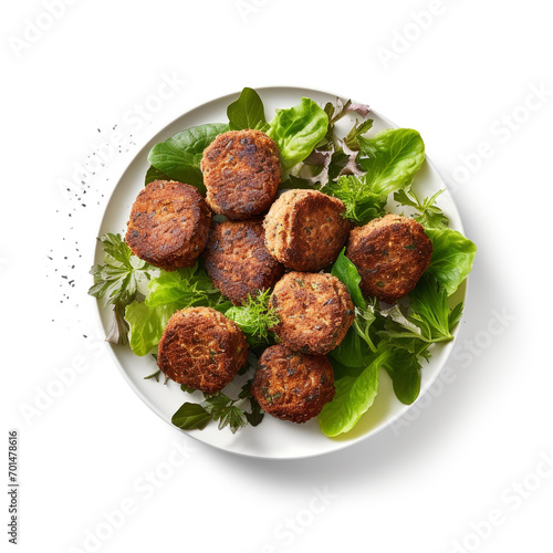 tasty falafels with a leafy green lettuce on transparent background created with Generative Ai