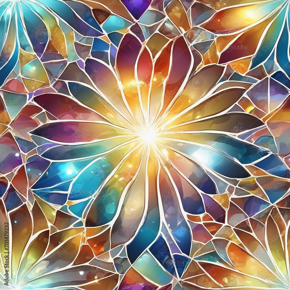 Fototapeta premium Luminous stained glass floral star