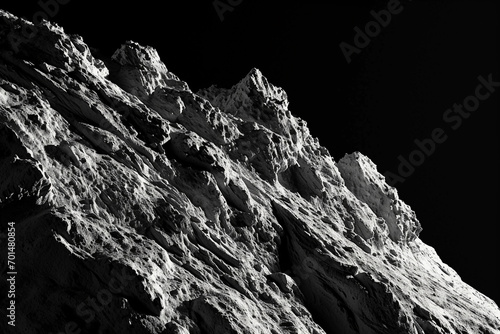 Super detailed, photorealistic view of comet, rugged surface details