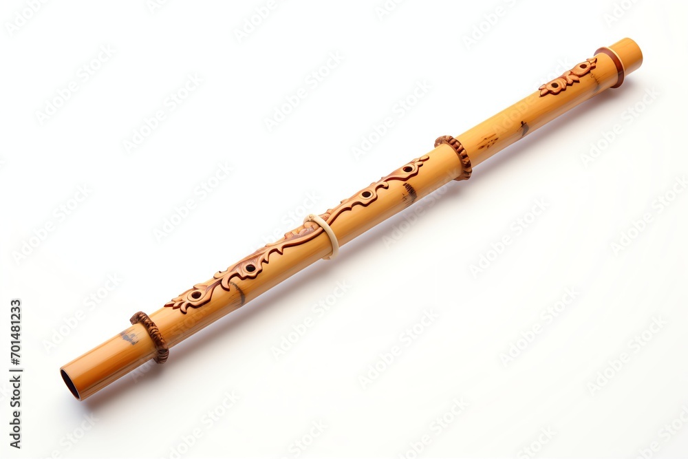 Naklejka premium imaginetraditional flute bamboo on white background
