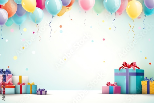 Happy birthday party background with text and colorful tools photo