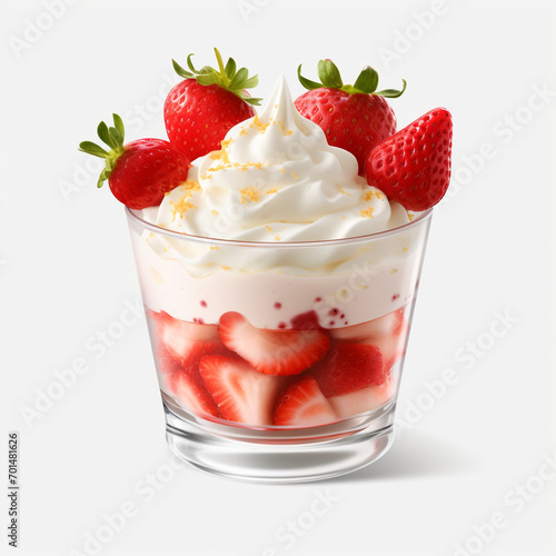 Wallpaper Mural tasty vanilla mousse with strawberries isolated on transparent background created with Generative Ai Torontodigital.ca