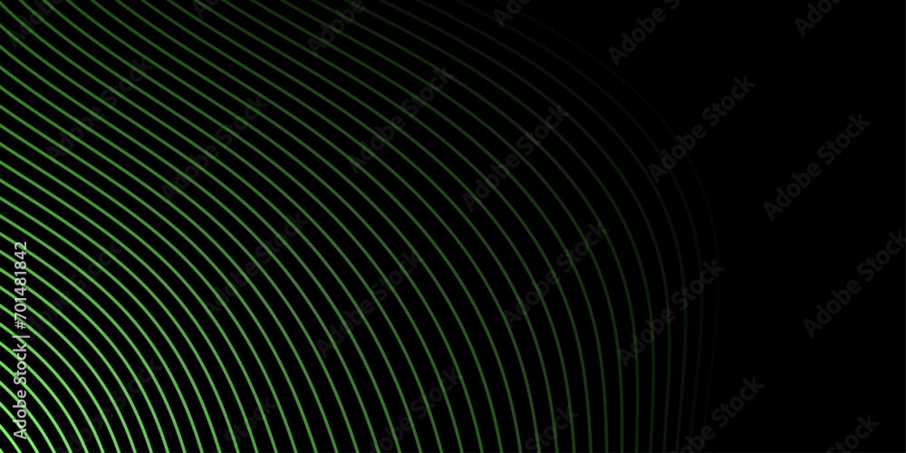 Abstract background with waves for banner. Medium banner size. Vector background with lines. Element for design isolated on black. Black and green. Nature, eco Abstract background with waves for banner. Medium banner size. Vector background with lines. Element for design isolated on black. Black and green. Nature, eco