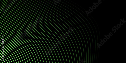 Abstract background with waves for banner. Medium banner size. Vector background with lines. Element for design isolated on black. Black and green. Nature, eco 