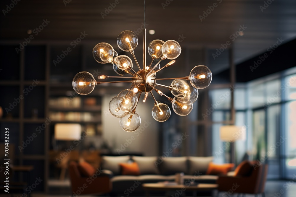 A unique and creative chandelier in a luxurious living room A unique and creative chandelier in a luxurious living room
