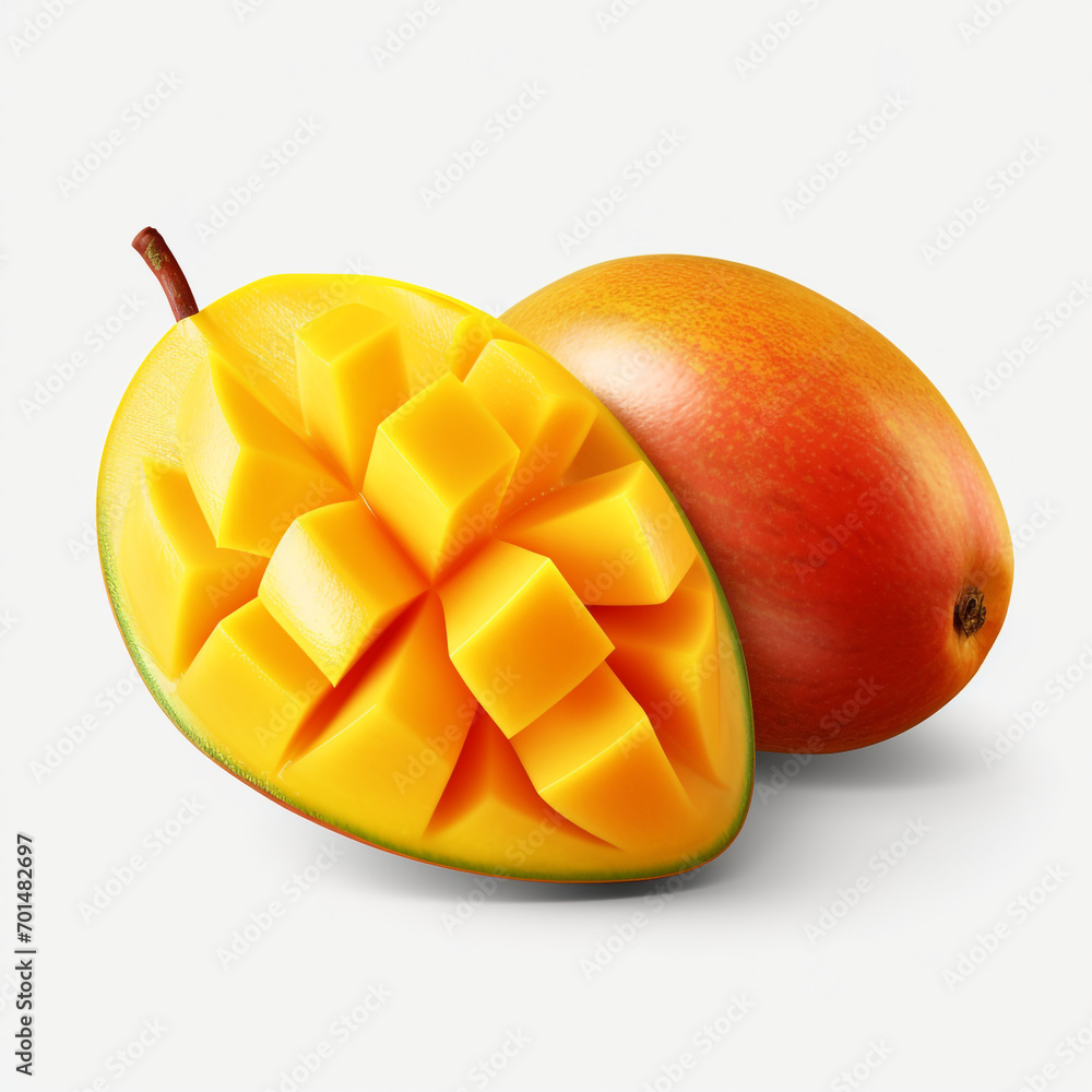 Fresh mango fruit isolated on transparent background created with Generative Ai