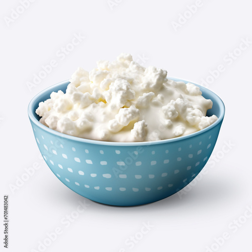 bowl of cottage cheese isolated on transparent background created with Generative Ai