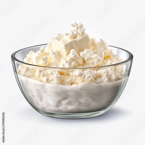 bowl of cottage cheese isolated on transparent background created with Generative Ai