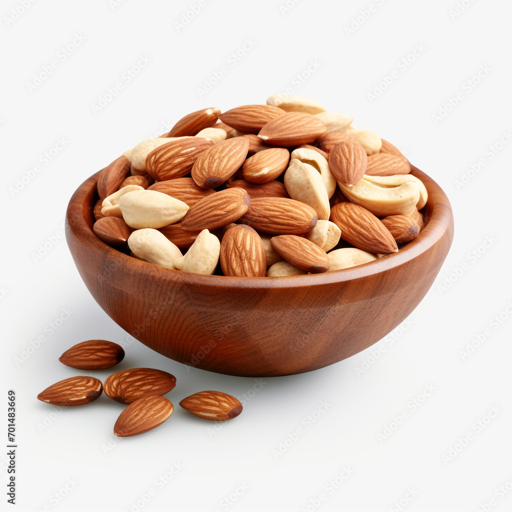 bowl of nuts with almonds on a transparent background created with Generative Ai bowl of nuts with almonds on a transparent background created with Generative Ai