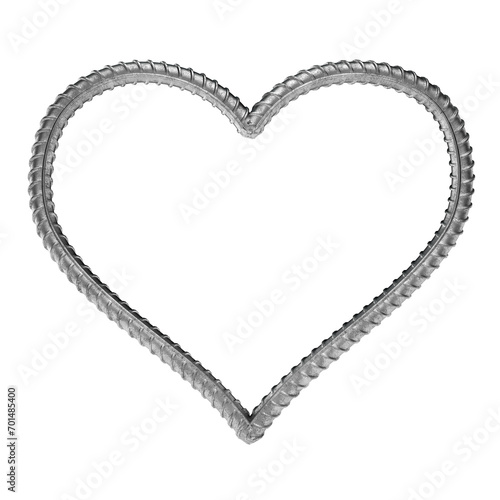 Heart shape bent from a bar of construction fittings. Isolated. 3d rendering © Sergey Chips