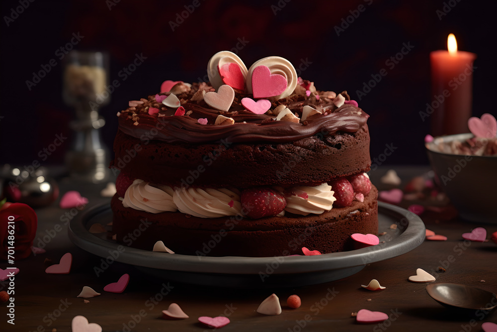 A close up magazine quality image of Valentine's theme cake - obrazy, fototapety, plakaty 