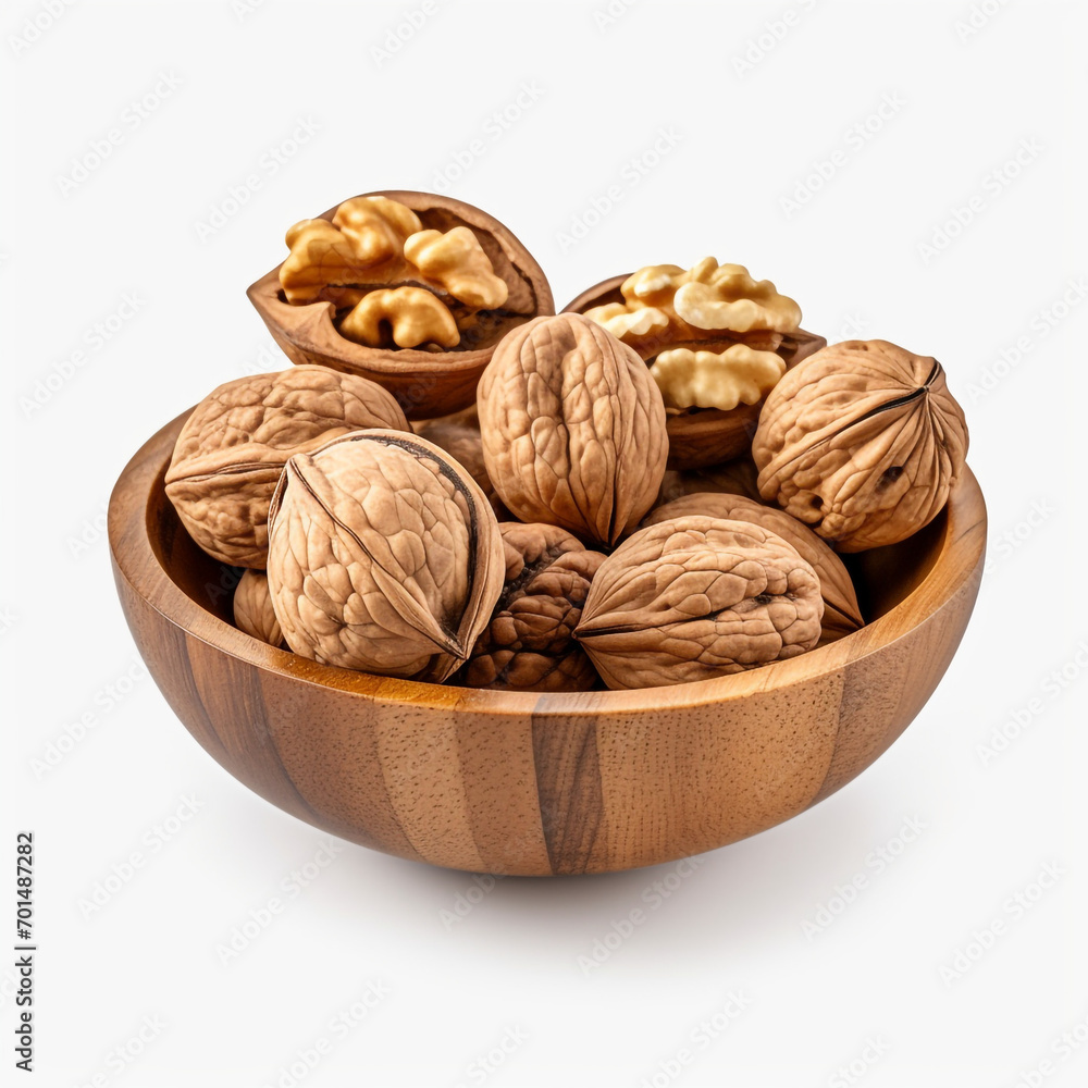 walnuts in a wooden bowl with transparent background created with Generative Ai walnuts in a wooden bowl with transparent background created with Generative Ai