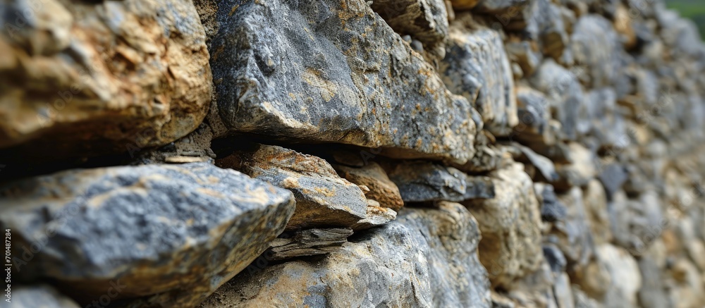Stone wall texture from dolomite stones. Creative Banner. Copyspace image