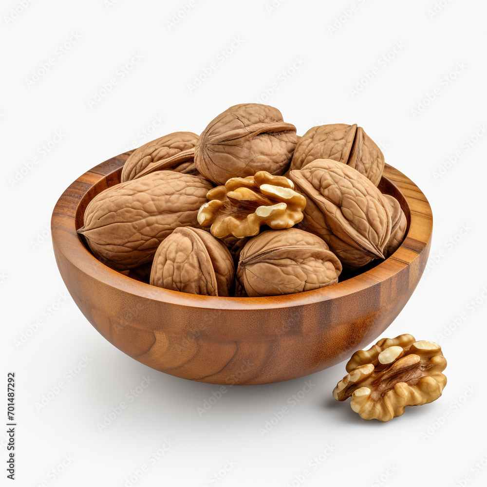 walnuts in a wooden bowl with transparent background created with Generative Ai walnuts in a wooden bowl with transparent background created with Generative Ai