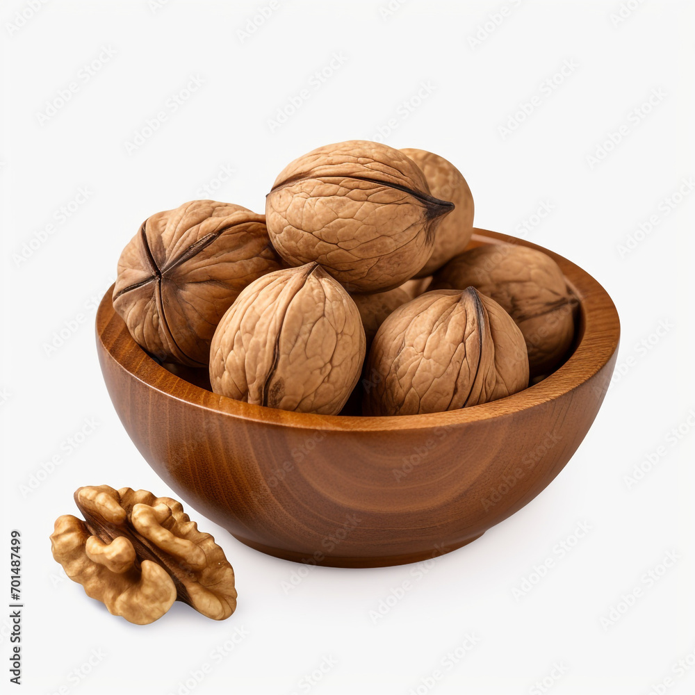 walnuts in a wooden bowl with transparent background created with Generative Ai walnuts in a wooden bowl with transparent background created with Generative Ai
