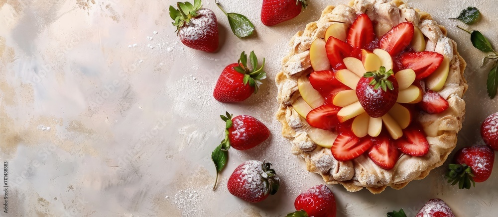 Pie with berries Apple pie with strawberries Sweet food Flour pastries. Creative Banner. Copyspace image Pie with berries Apple pie with strawberries Sweet food Flour pastries. Creative Banner. Copyspace image