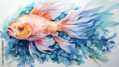 Watercolor illustration of fish