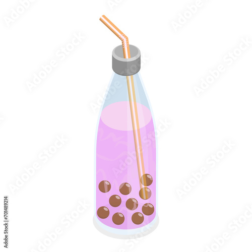3D Isometric Flat Vector Set of Bubble Tea, Yummy Soft Drink. Item 3