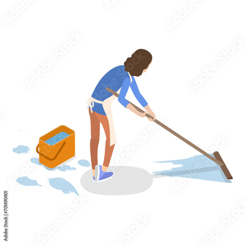 3D Isometric Flat Vector Set of Household Chores, Housekeeping Activities. Item 3