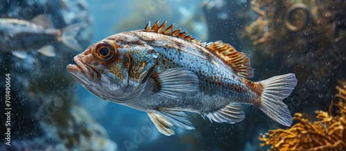 Sarpa salpa known in Italian as salpa is a marine bony fish belonging to the Sparidae family It is the only species of the genus Sarpa School of sarpa salpa in the mediterranean sea. Creative Banner photo