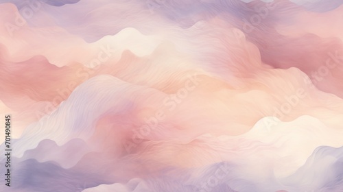 an abstract painting with pastel colors and clouds in pastel shades of pink, blue, yellow and white.