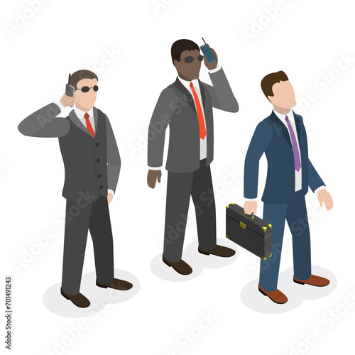 3D Isometric Flat Vector Set of Scenes with Politicians, Press Conference or Interview. Item 3