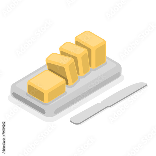 3D Isometric Flat Vector Set of Organic Dairy Products, Daily Healthy Food. Item 3