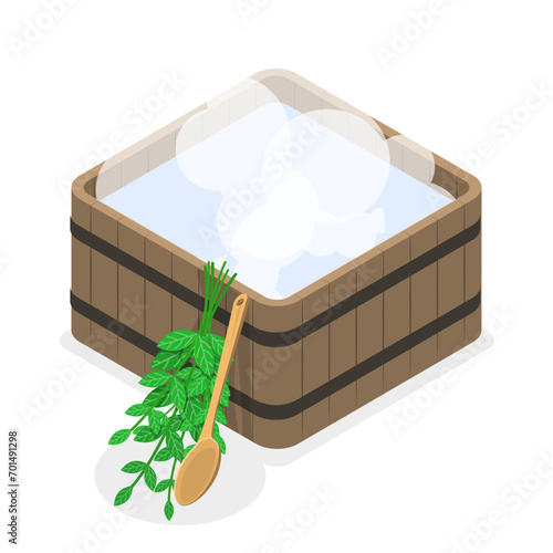 3D Isometric Flat Vector Illustration of Sauna And SPA, Activity for Wellness and Recreation. Item 3