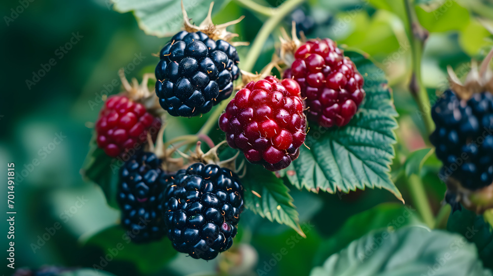 Fresh Organic Blackberries on the Vine in Natural Light for Healthy Eating Concepts Fresh Organic Blackberries on the Vine in Natural Light for Healthy Eating Concepts