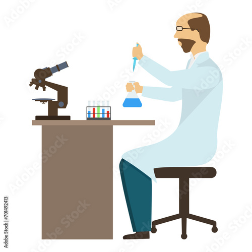 Set of Characters Carrying Out Scientific Researches. Vector Illustration.. Item 5